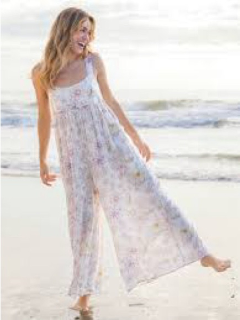 NATURAL LIFE White Floral Wide-Leg Jumpsuit